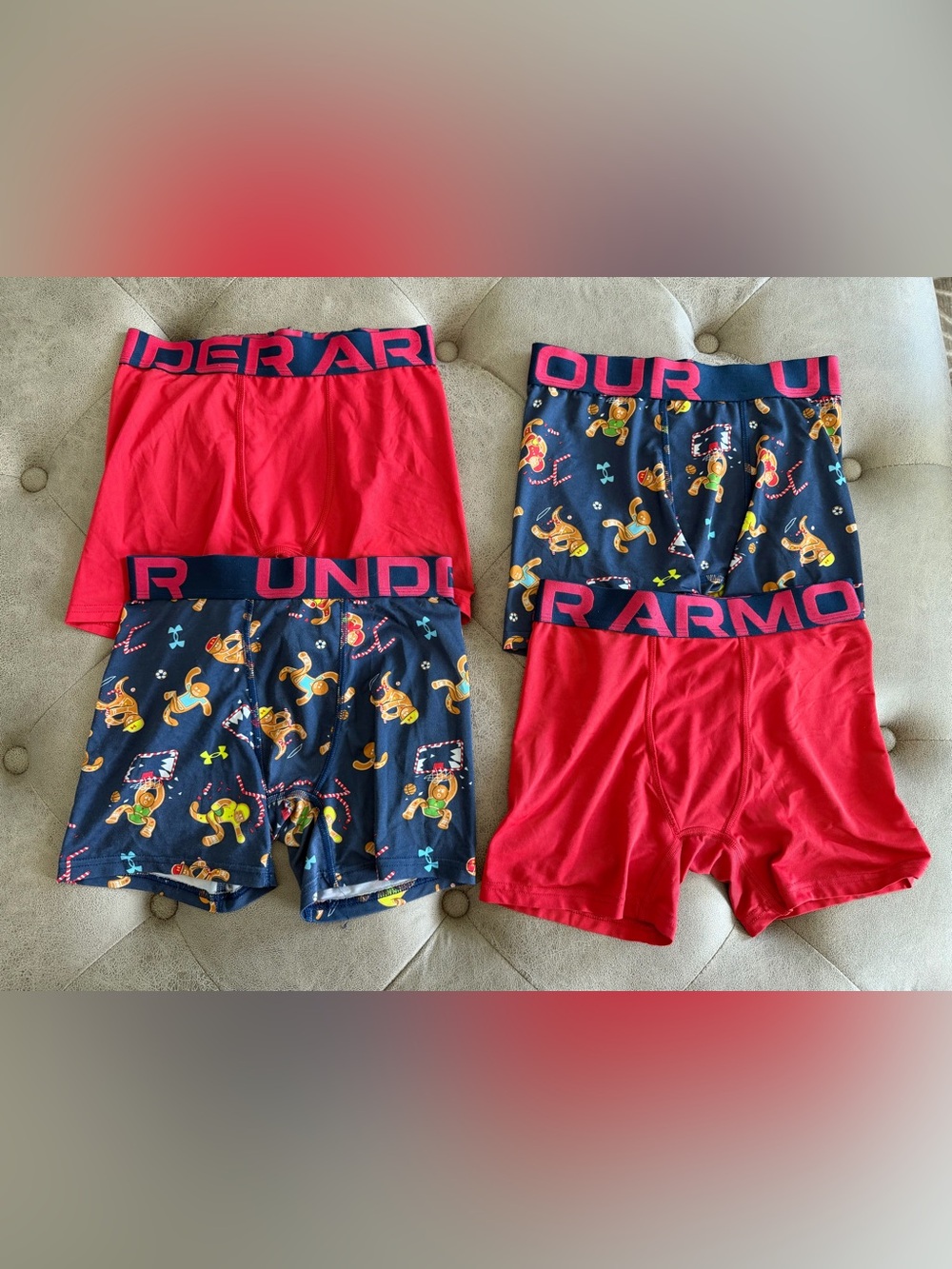 Under Armour Kids' Red & Navy Sports Boxer Briefs - 4 Pack size M